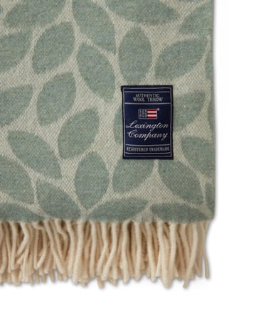 Plaid en laine Leaves Recycled Wool Jacquard 130x170 cm - Vert - Lexington
