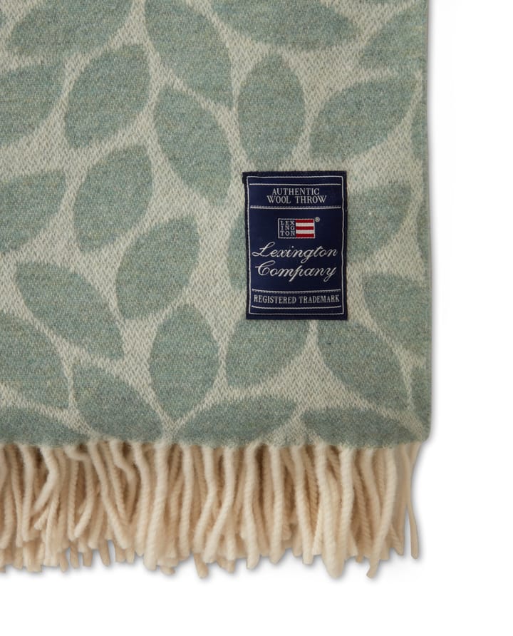 Plaid en laine Leaves Recycled Wool Jacquard 130x170 cm, Vert Lexington