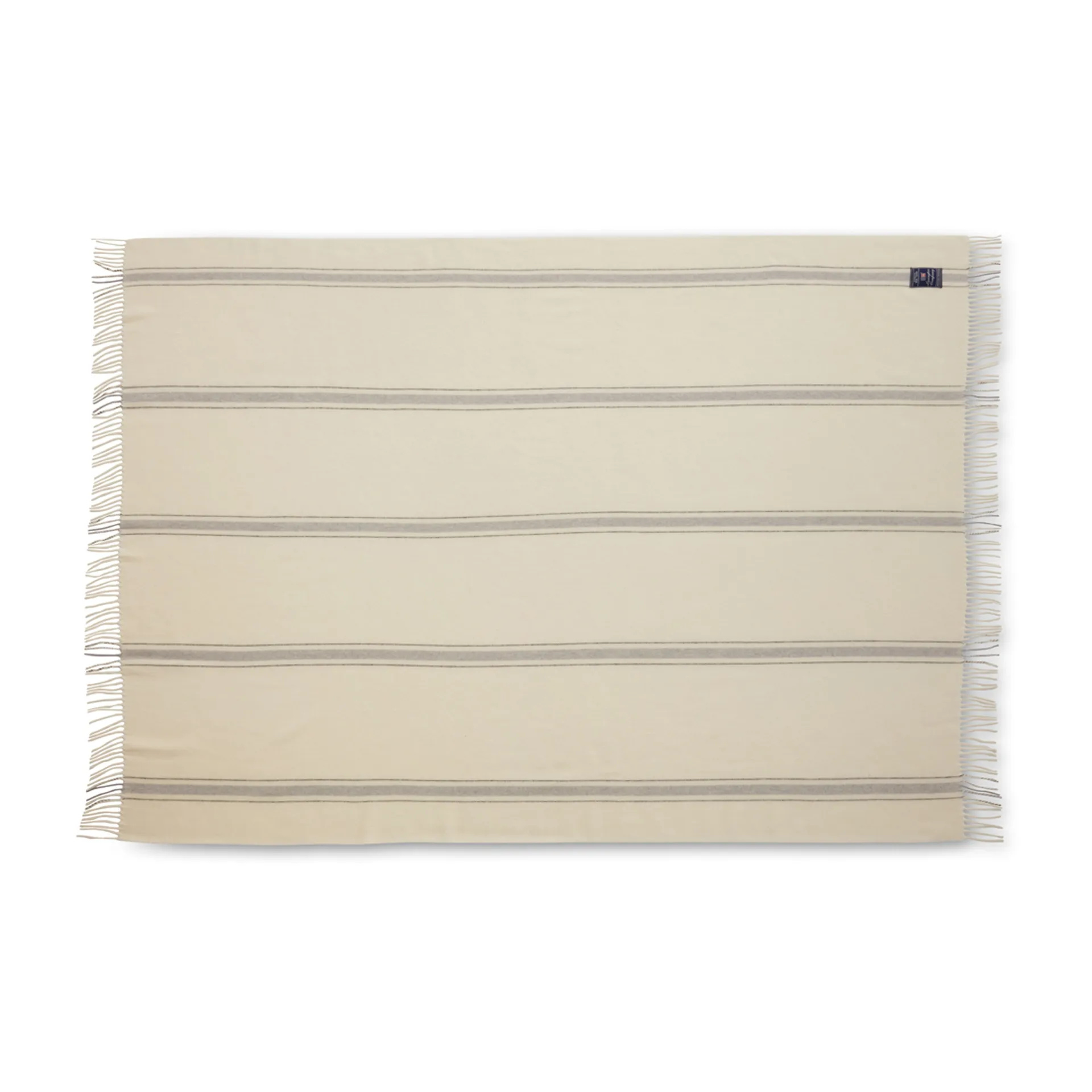 Plaid en laine Striped Recycled 130x170 cm, Blanc cassé-gris Lexington