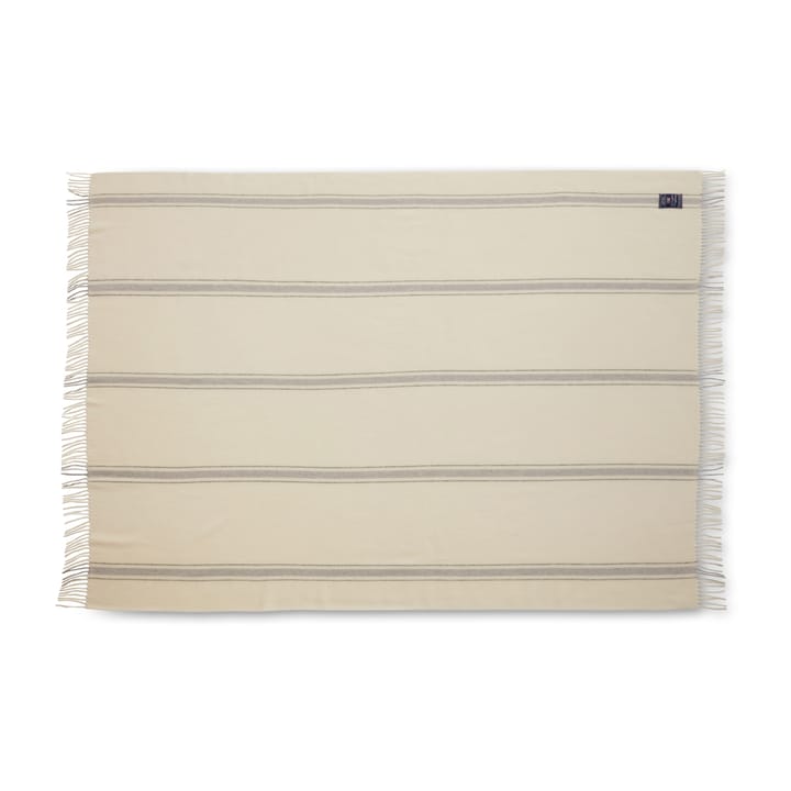 Plaid en laine Striped Recycled 130x170 cm - Blanc cassé-gris - Lexington