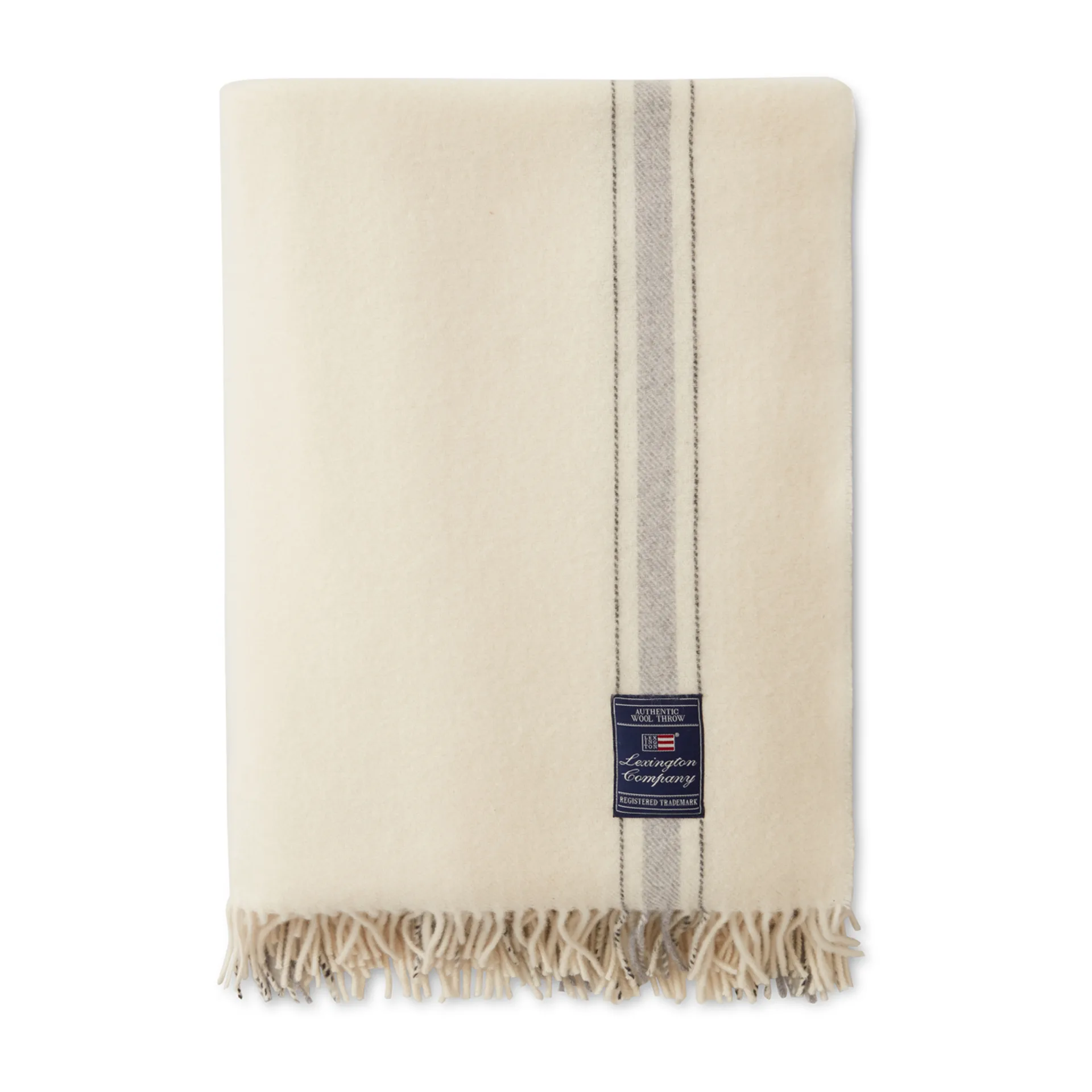 Plaid en laine Striped Recycled 130x170 cm, Blanc cassé-gris Lexington