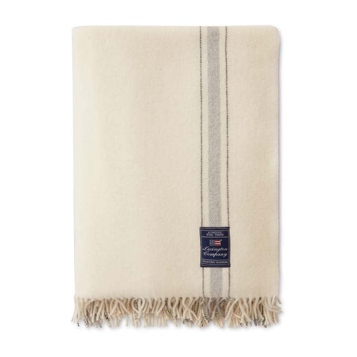 Plaid en laine Striped Recycled 130x170 cm, Blanc cassé-gris Lexington
