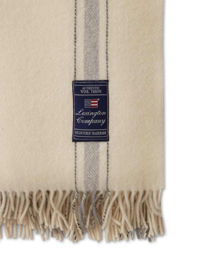 Plaid en laine Striped Recycled 130x170 cm, Blanc cassé-gris Lexington