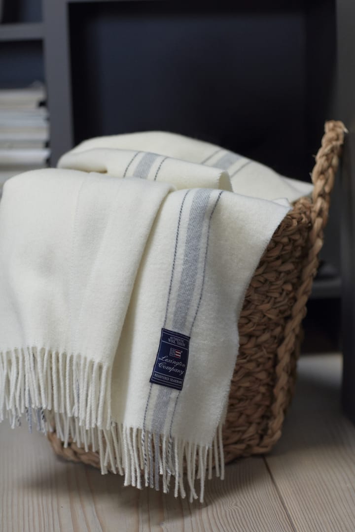 Plaid en laine Striped Recycled 130x170 cm, Blanc cassé-gris Lexington