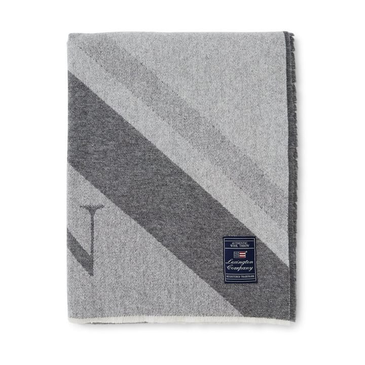 Plaid en mélange de laine Diagonal Striped Logo 130x170 cm - Gris - Lexington