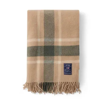 Plaid Frame checked recycled 130x170 cm - Beige-vert - Lexington