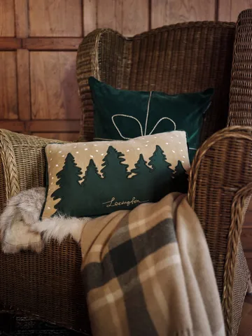 Plaid Frame checked recycled 130x170 cm - Beige-vert - Lexington