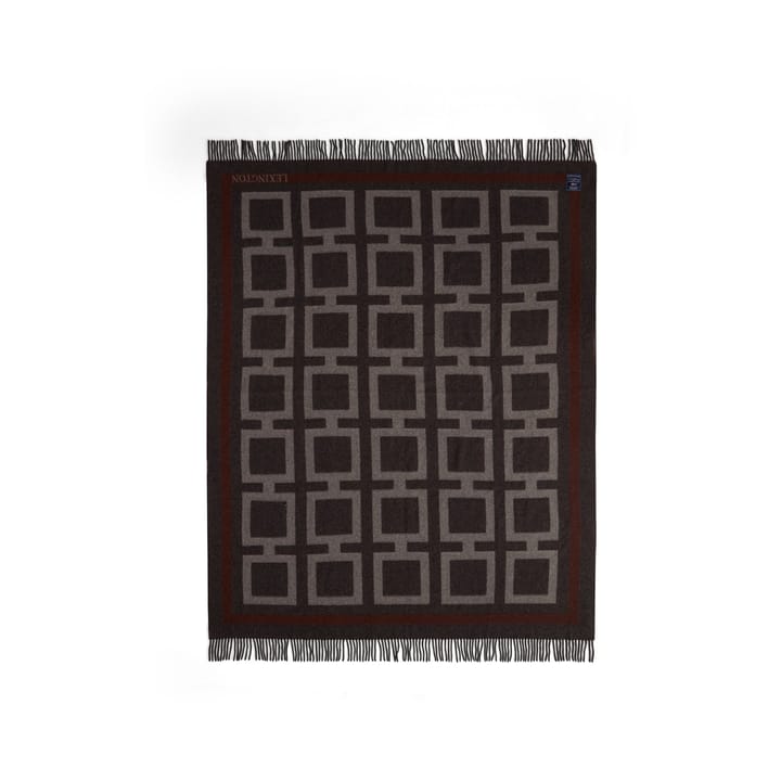 Plaid Graphic Recycled Wool 130x170 cm, Dark gray-white-brown Lexington