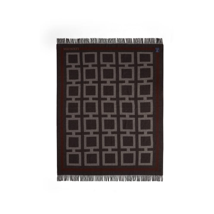Plaid Graphic Recycled Wool 130x170 cm - Dark gray-white-brown - Lexington