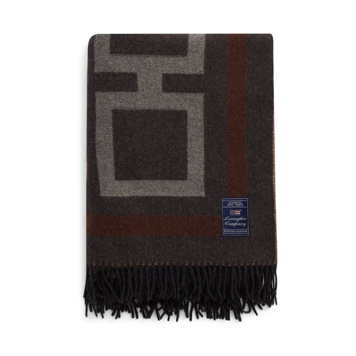 Plaid Graphic Recycled Wool 130x170 cm, Dark gray-white-brown Lexington