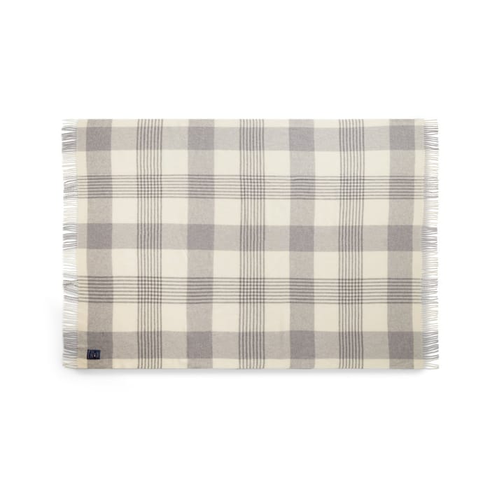 Plaid Gray Checked Recycled Wool 130x170 cm - Gray-white - Lexington