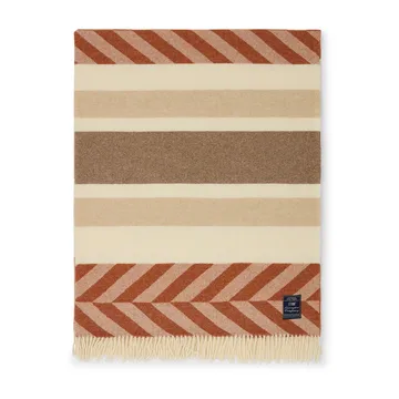 Plaid Herringbone Striped Recycled Wool 130x170 cm - Copper-brown - Lexington