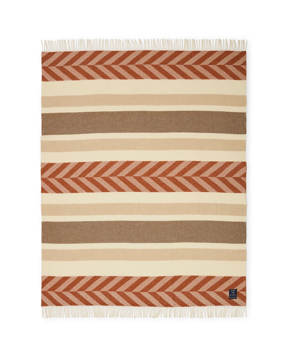 Plaid Herringbone Striped Recycled Wool 130x170 cm, Copper-brown Lexington