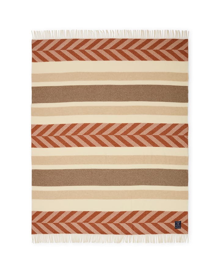 Plaid Herringbone Striped Recycled Wool 130x170 cm - Copper-brown - Lexington