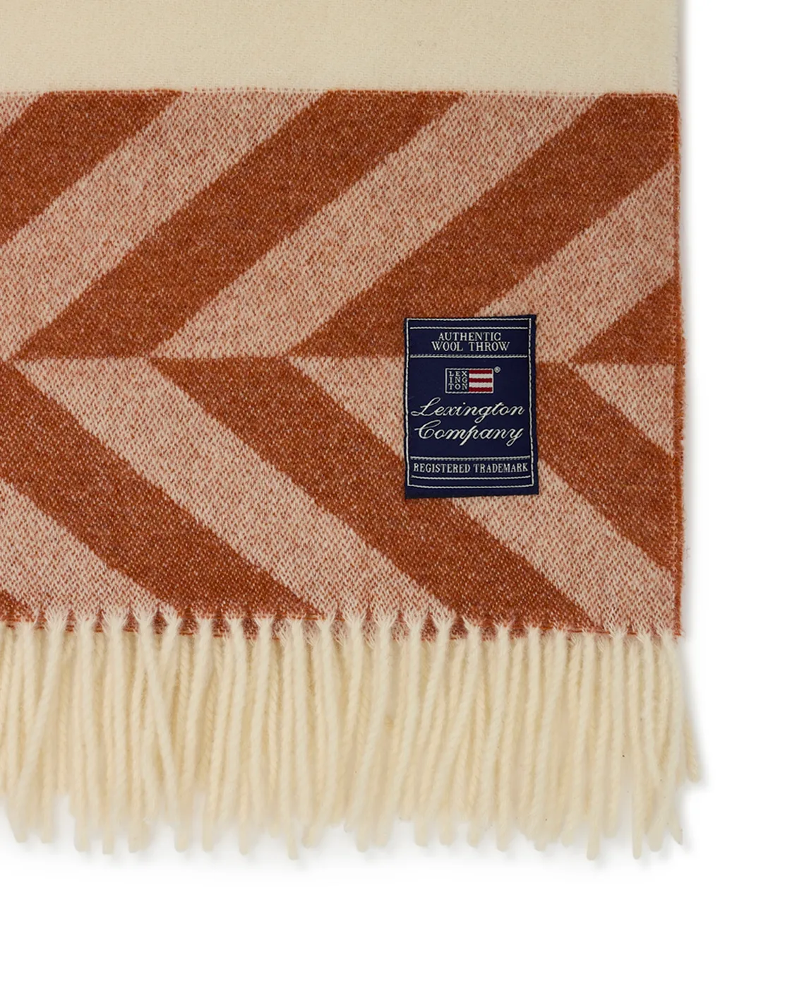 Plaid Herringbone Striped Recycled Wool 130x170 cm, Copper-brown Lexington