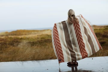 Plaid Herringbone Striped Recycled Wool 130x170 cm - Copper-brown - Lexington