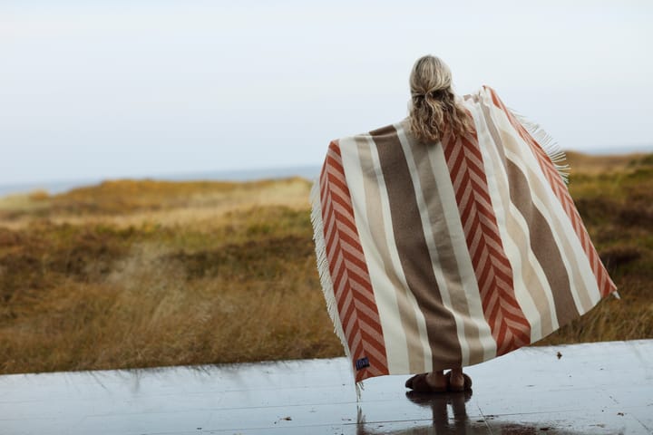 Plaid Herringbone Striped Recycled Wool 130x170 cm - Copper-brown - Lexington