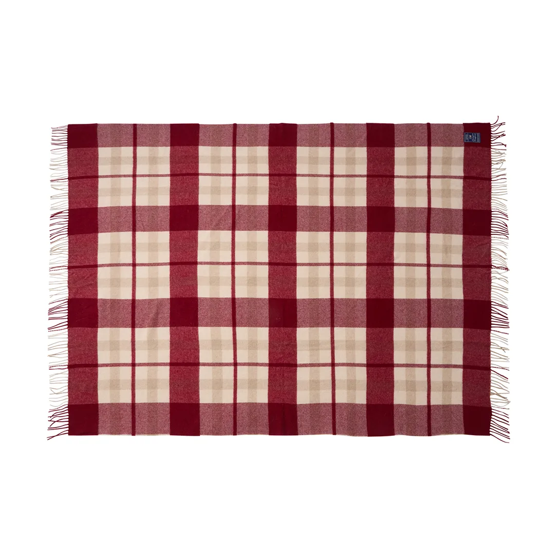 Plaid Red-beige Checked laine recyclée 130x170 cm, Red-beige Lexington