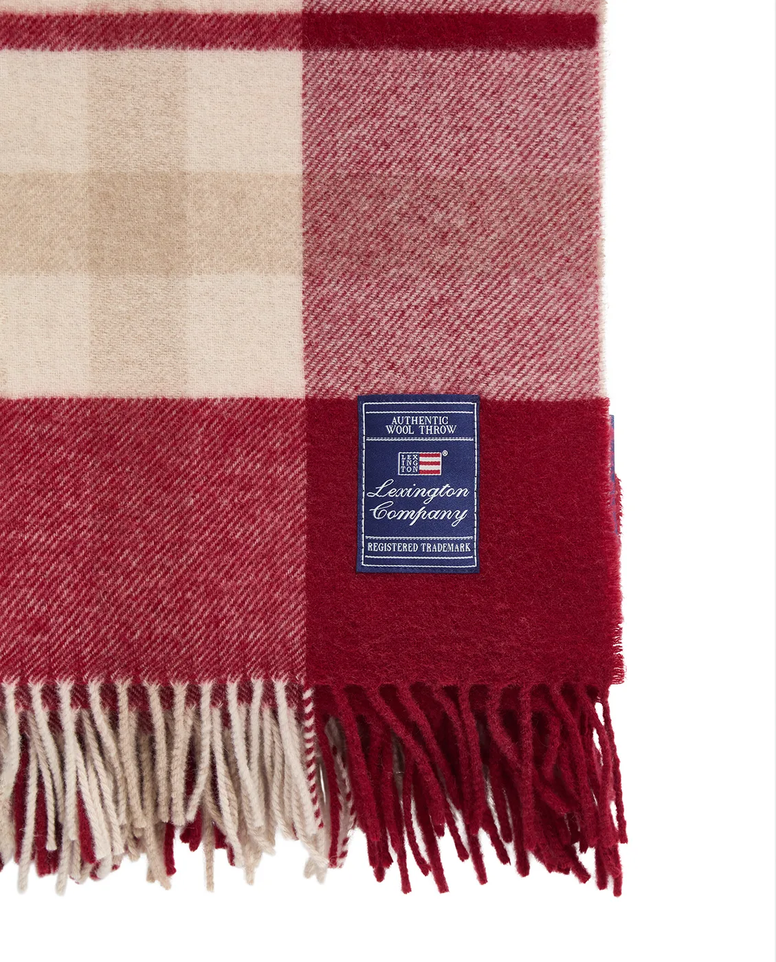 Plaid Red-beige Checked laine recyclée 130x170 cm, Red-beige Lexington