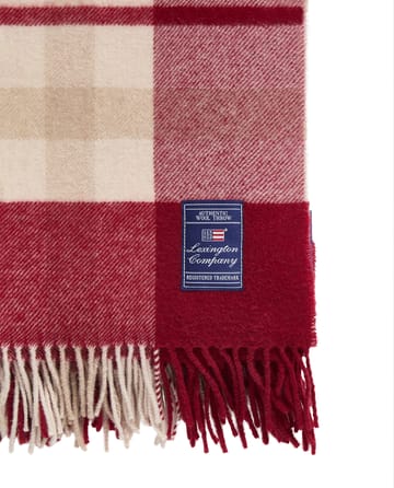 Plaid Red-beige Checked laine recyclée 130x170 cm - Red-beige - Lexington