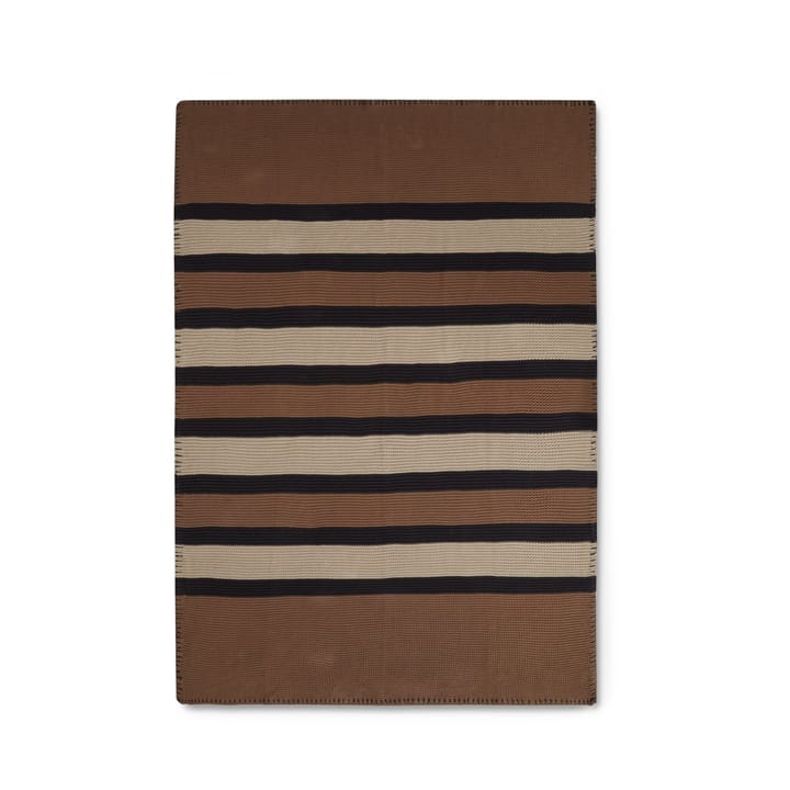 Plaid Striped Knitted Cotton 130x170 cm - Brown-beige-dark gray - Lexington