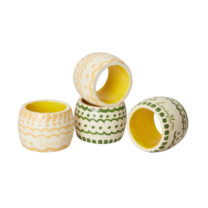 Porte-serviettes Easter Ring in Wood lot de 4 - Green-yellow - Lexington