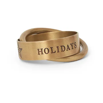 Rond de serviette Happy Holidays Brass Ø4 cm - Doré - Lexington
