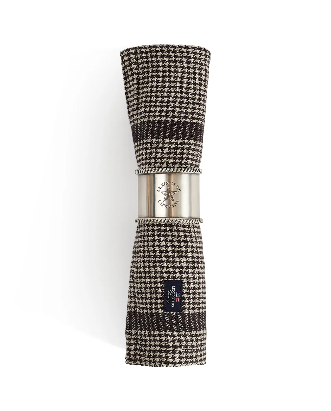 Serveiette en tissu Pepita Check Cotton Linen 50x50 cm, Dark gray-beige Lexington