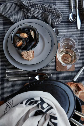 Serveiette en tissu Pepita Check Cotton Linen 50x50 cm - Dark gray-beige - Lexington