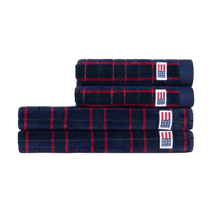 Serviette checked Lexington, 4 pièces - Navy-green, 2 st 50x70 cm, 2 st 70x30 cm - Lexington