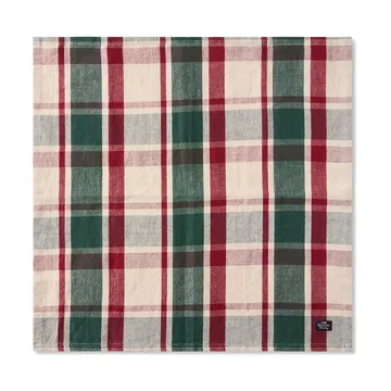 Serviette Checked lin/coton 50x50 cm - Green-red-beige - Lexington