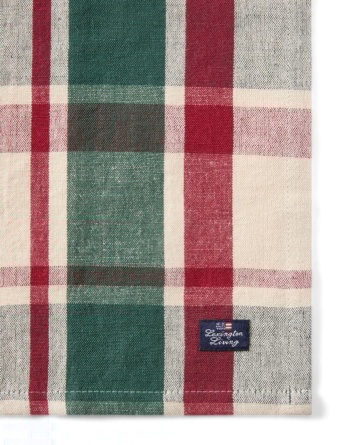 Serviette Checked lin/coton 50x50 cm, Green-red-beige Lexington