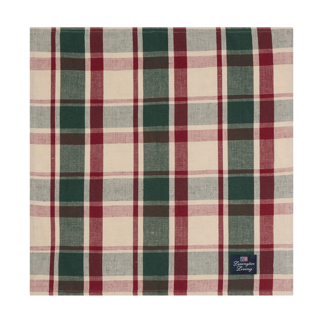 Serviette Checked lin/coton 50x50 cm, Green-red-beige Lexington