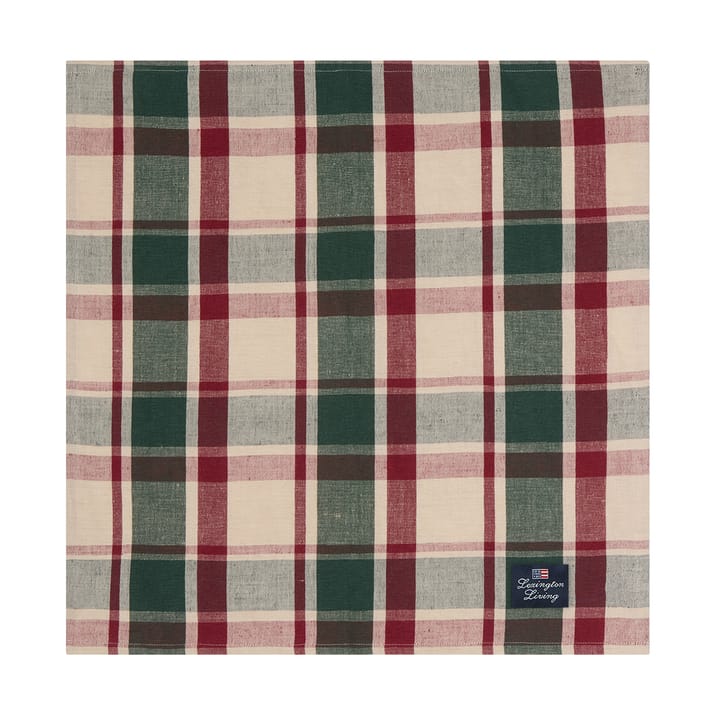 Serviette Checked lin/coton 50x50 cm, Green-red-beige Lexington