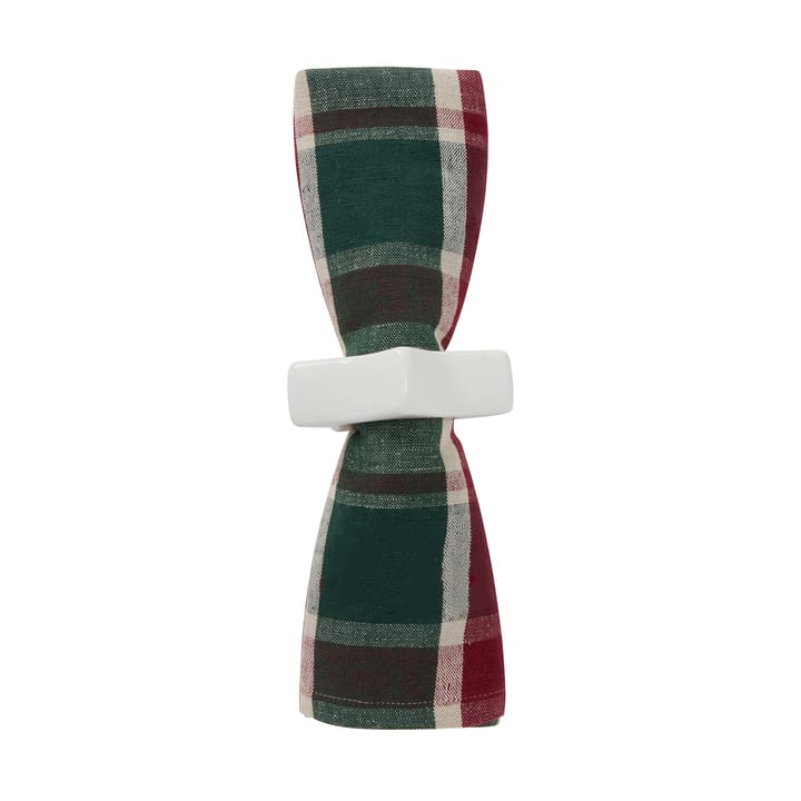Serviette Checked lin/coton 50x50 cm, Green-red-beige Lexington