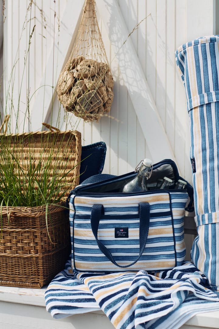 Serviette de bain Striped Cotton Velour 100x180 cm, Blue-white-oat Lexington