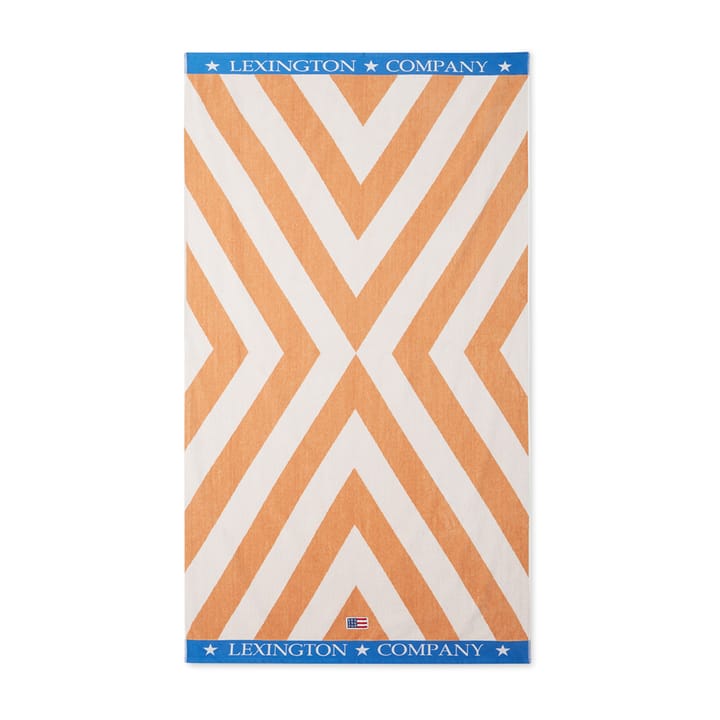 Serviette de plage Graphic Cotton Velour 100x180 cm - Beige-blanc-bleu - Lexington