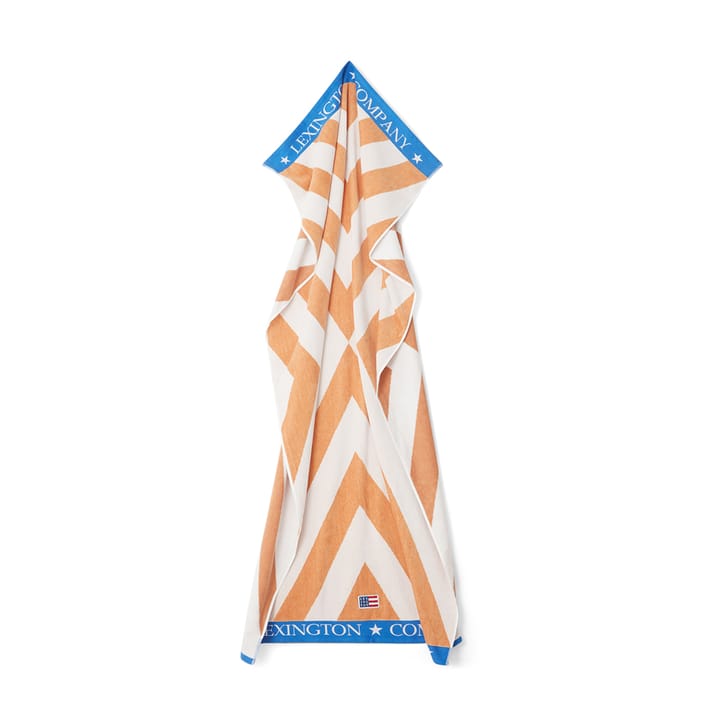Serviette de plage Graphic Cotton Velour 100x180 cm, Beige-blanc-bleu Lexington