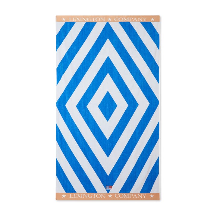 Serviette de plage Graphic Cotton Velour 100x180 cm - Bleu-blanc-beige - Lexington