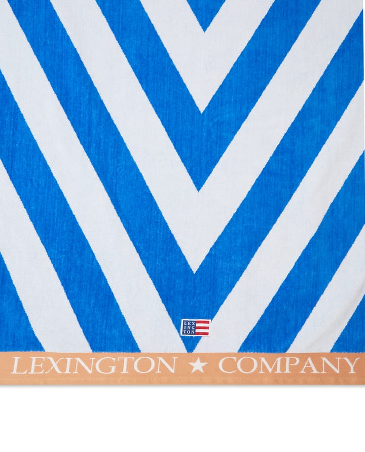 Serviette de plage Graphic Cotton Velour 100x180 cm, Bleu-blanc-beige Lexington