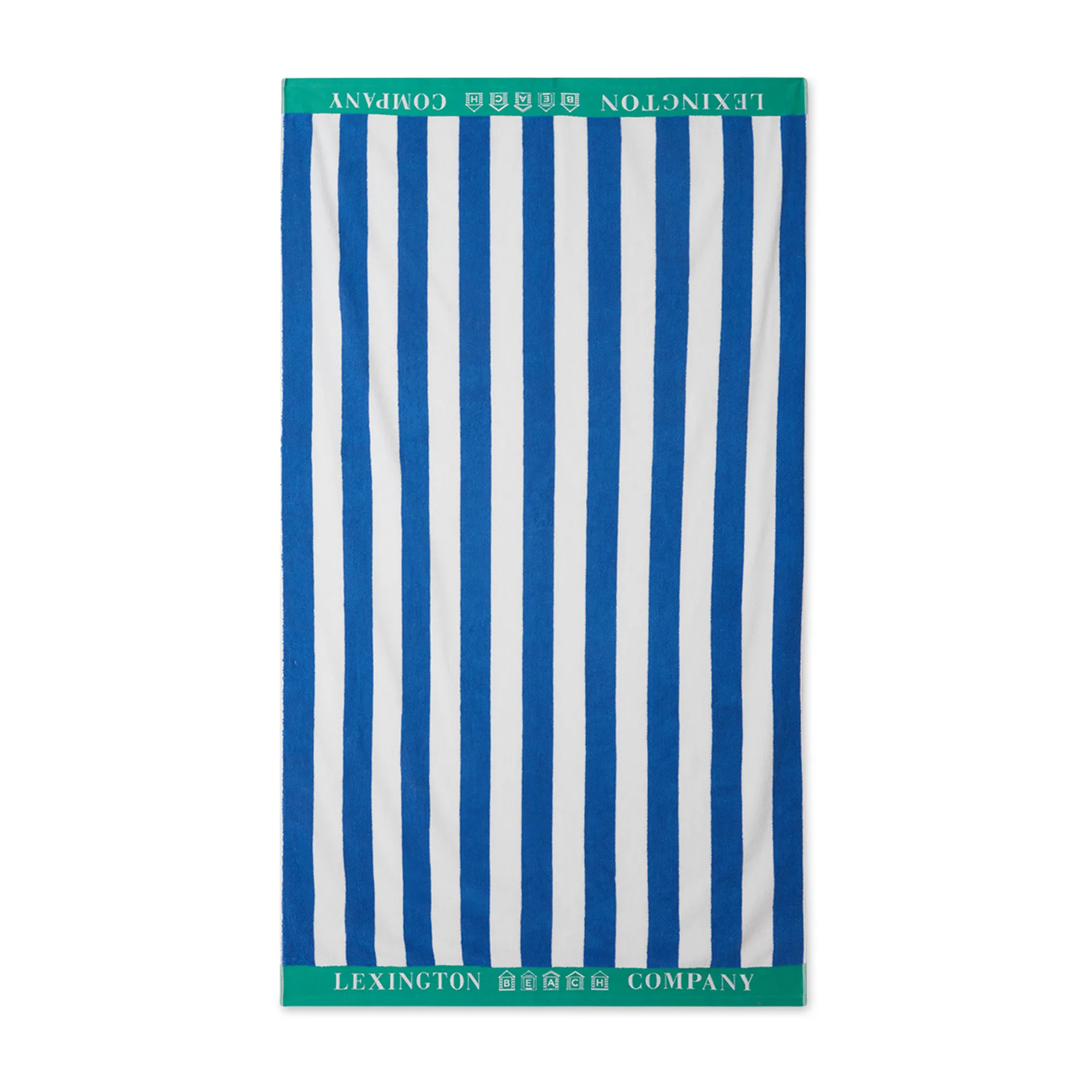 Serviette de plage Striped Cotton Terry 100x180 cm, Bleu-blanc-vert Lexington