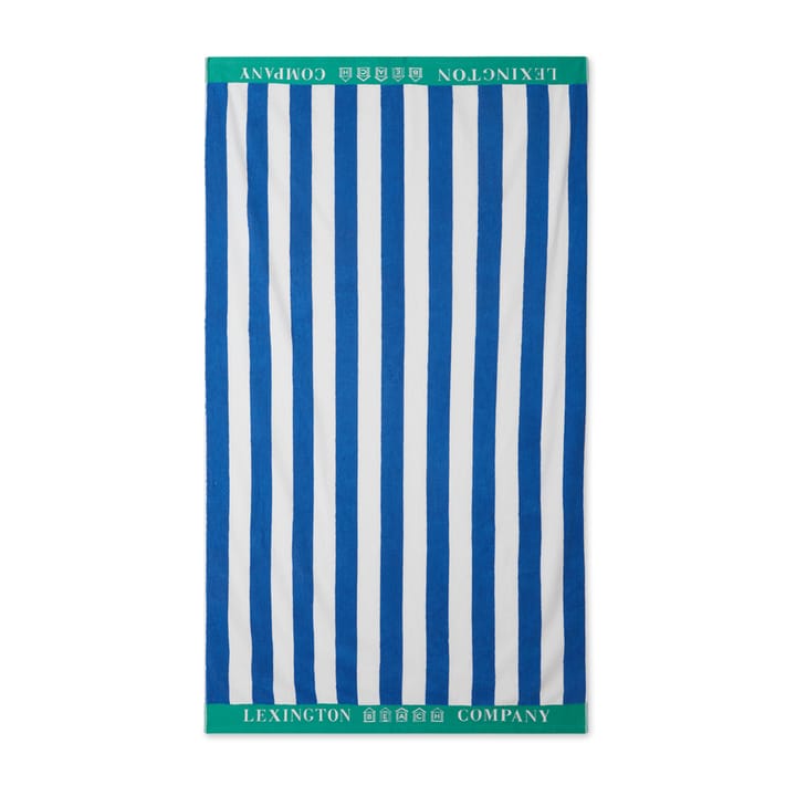 Serviette de plage Striped Cotton Terry 100x180 cm - Bleu-blanc-vert - Lexington