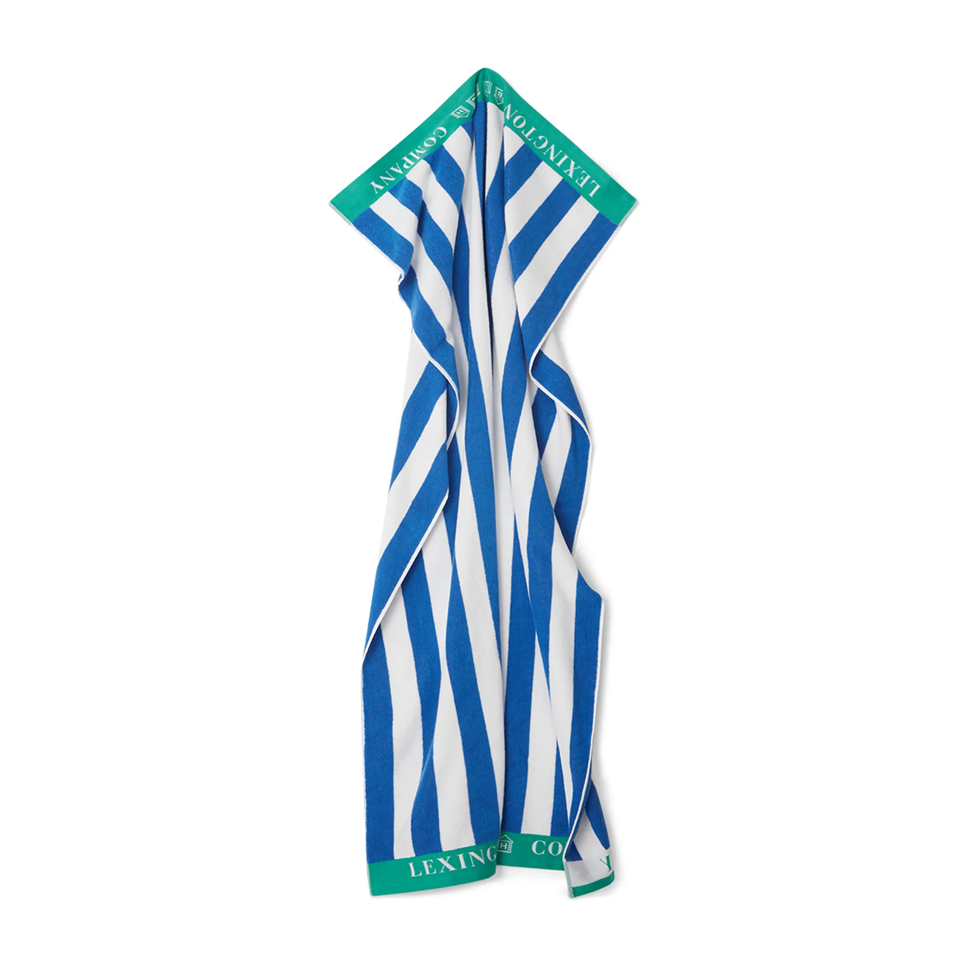 Serviette de plage Striped Cotton Terry 100x180 cm, Bleu-blanc-vert Lexington