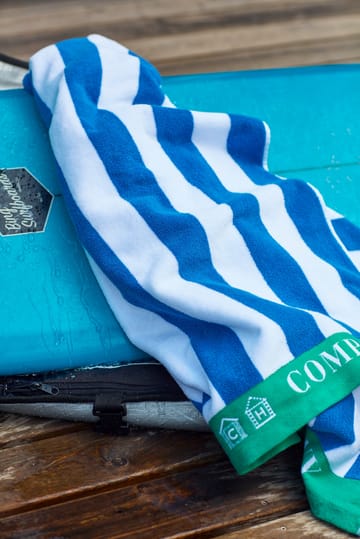 Serviette de plage Striped Cotton Terry 100x180 cm - Bleu-blanc-vert - Lexington