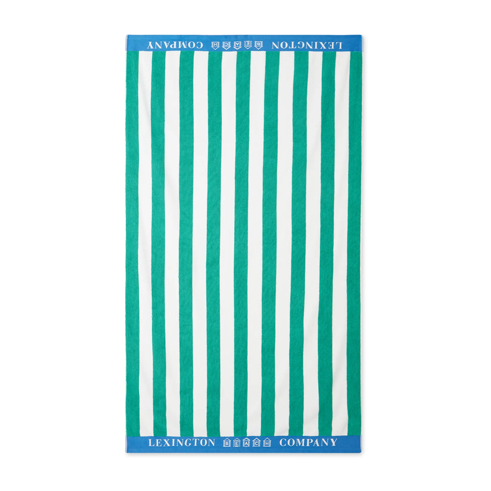 Serviette de plage Striped Cotton Terry 100x180 cm, Vert-bleu-blanc Lexington