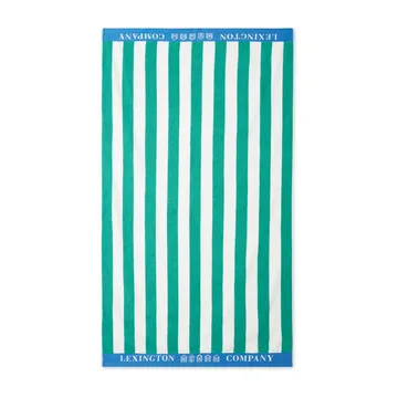 Serviette de plage Striped Cotton Terry 100x180 cm - Vert-bleu-blanc - Lexington