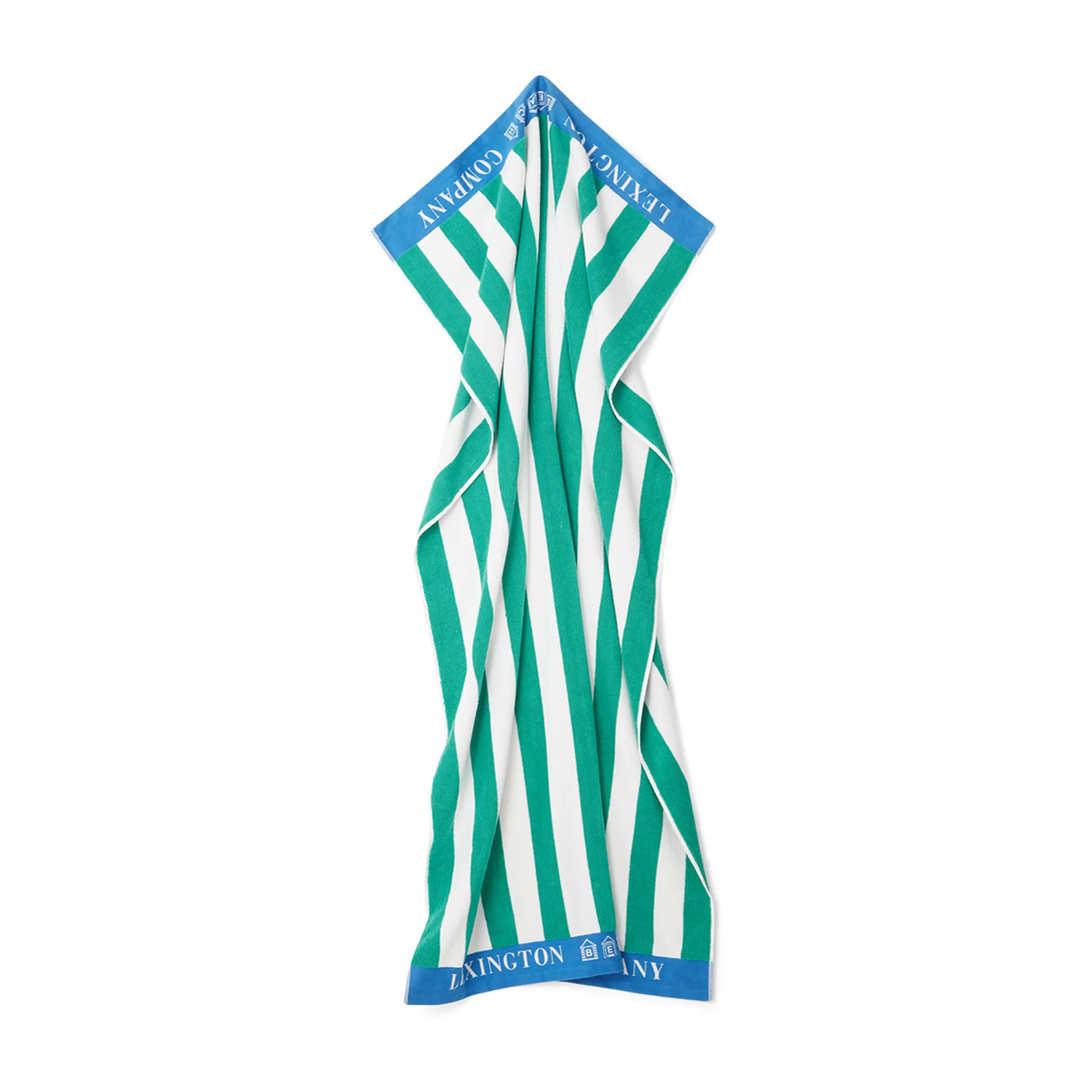Serviette de plage Striped Cotton Terry 100x180 cm, Vert-bleu-blanc Lexington