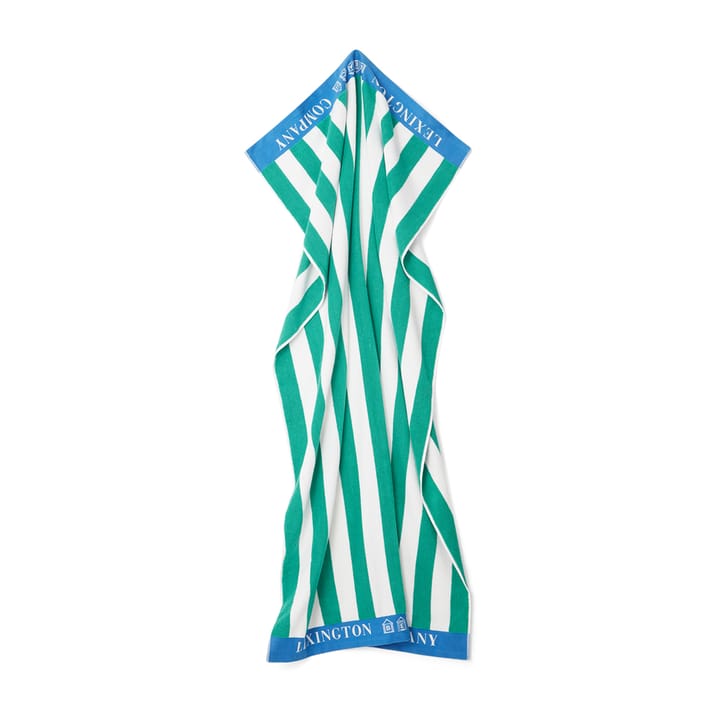 Serviette de plage Striped Cotton Terry 100x180 cm, Vert-bleu-blanc Lexington