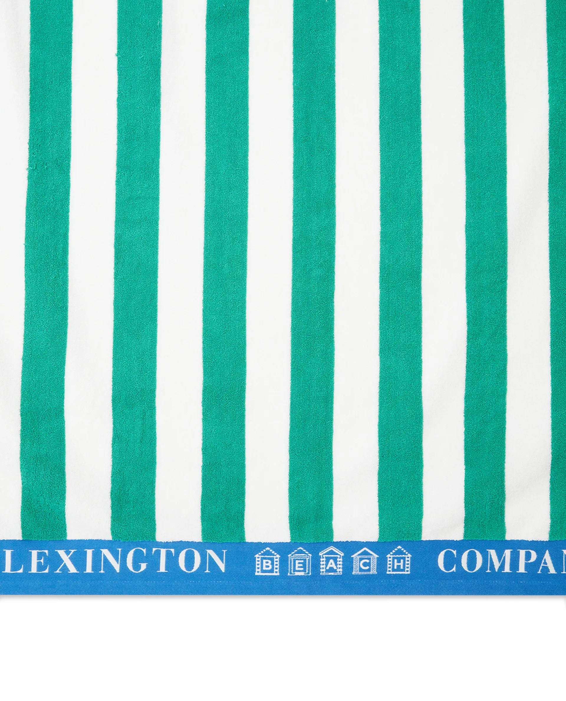 Serviette de plage Striped Cotton Terry 100x180 cm, Vert-bleu-blanc Lexington