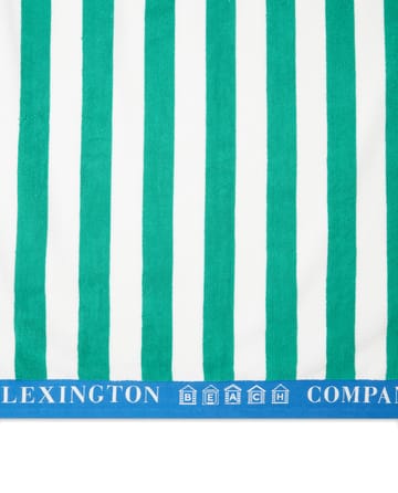 Serviette de plage Striped Cotton Terry 100x180 cm - Vert-bleu-blanc - Lexington